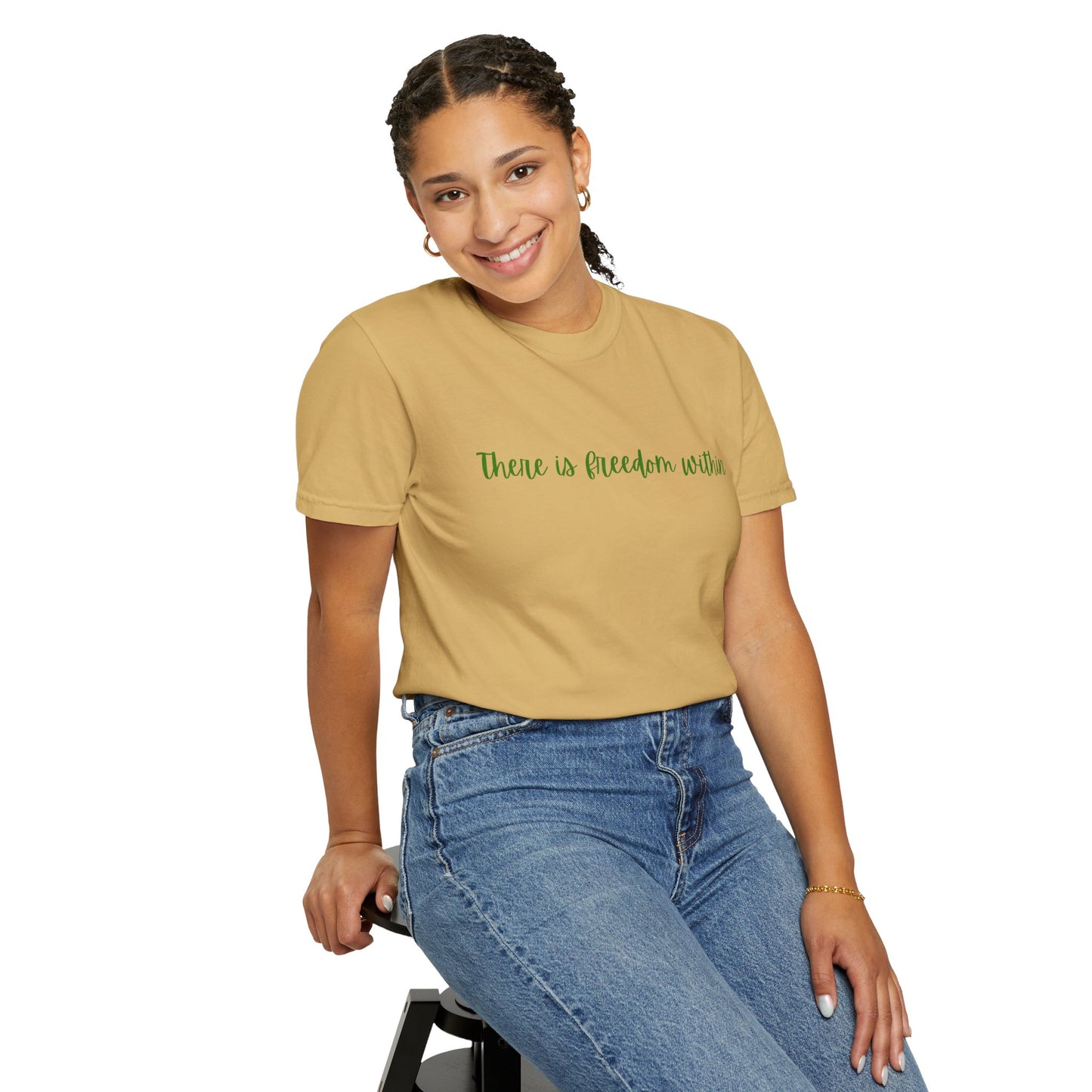 Inspirational Unisex Garment-Dyed T-Shirt – 'There is Freedom Within'